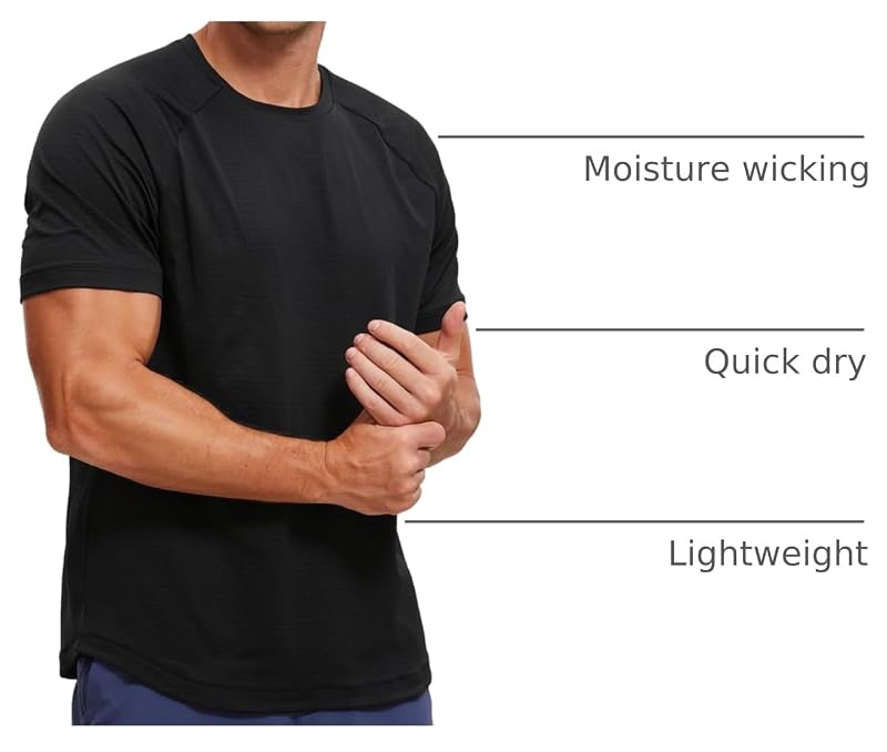 CRZ YOGA Breathable Texture Crewneck T-Shirt - Black, Large