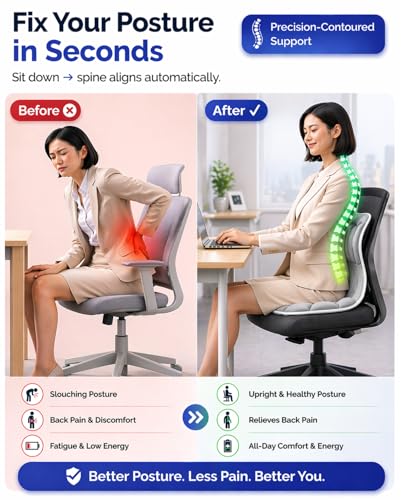 Ergonomic Lumbar Support Cushion for Back Pain Relief - Gray