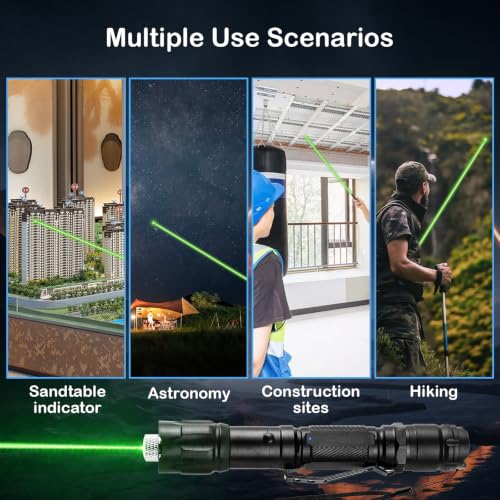 4-Pack Green Laser Pointers Rechargeable Type-C with Pocket Clips - Bright & Focused Beams, Dual Modes