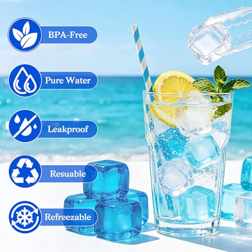 DGB 300 Pack Reusable Ice Cubes - Non-Melting Plastic Chilling Cubes for Drinks & Coolers