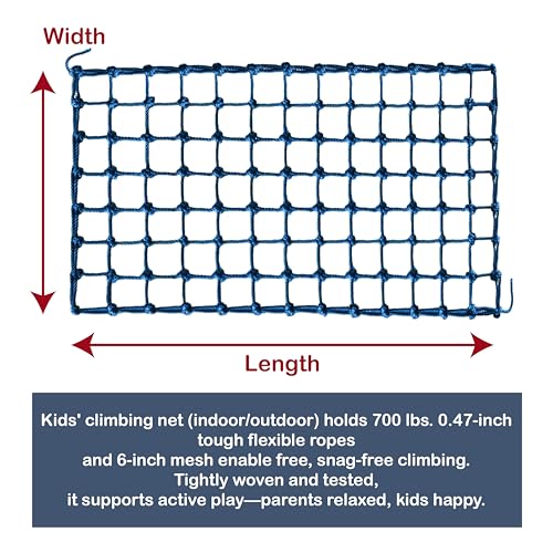 Kids' Polyester Climbing Net - Navy Blue 3ft x 9ft Heavy-Duty Indoor Outdoor Play Equipment - Safe & Exquisite Design