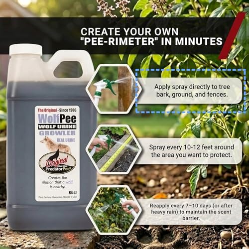 PredatorPee 100% Wolf Urine - Natural Predator Scent for Yard & Garden, 64 oz