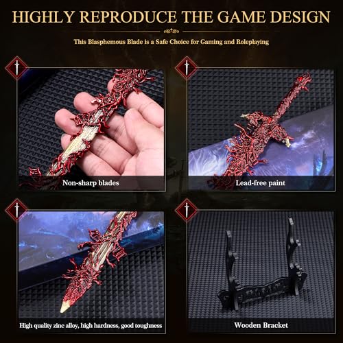 11.8 Inch Metal Fantasy Sword Replica with Stand for Collectors and Gaming Display