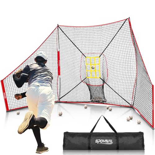 12x7 FT Baseball Hitting Net with Side Nets & Ball Collection System