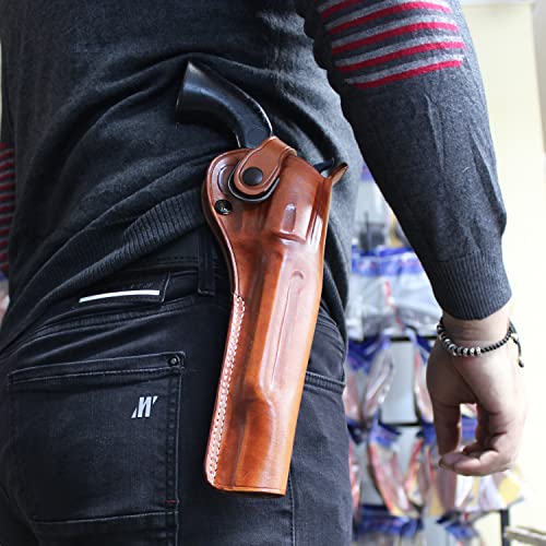 Leather Revolver Holster with Retention Strap for BlackHawks .357/41 Mag 6.5-Inch, Right Hand