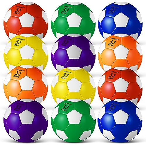 Libima 12 Pcs Colorful Size 4 Soccer Balls with Pump - Official Match Size