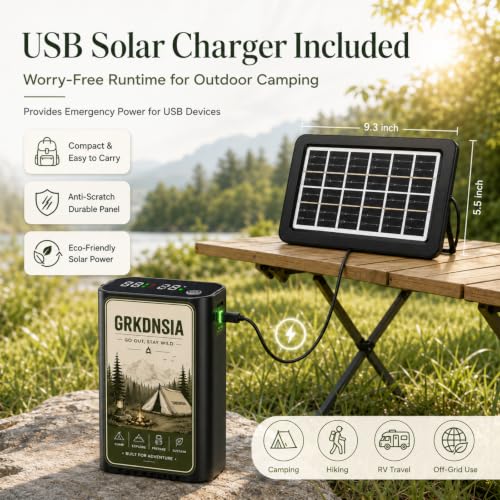 Portable Camping Shower with Heater and Solar Panel - 5 Gallon Water Bucket