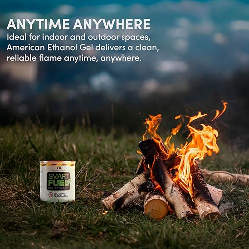 Smart Fuel Bioethanol Gel Fuel Cans 12-Pack – Clean Indoor & Outdoor Fire Pit Fuel, 3-Hour Burn Time