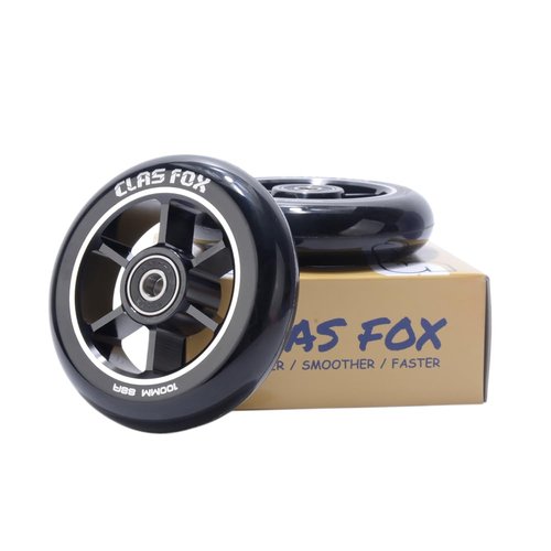 CLAS FOX 100/110mm One Pair Pro Stunt Scooter Wheels with ABEC-9 Bearings CNC Metal Core (2pcs)（Black-Black）