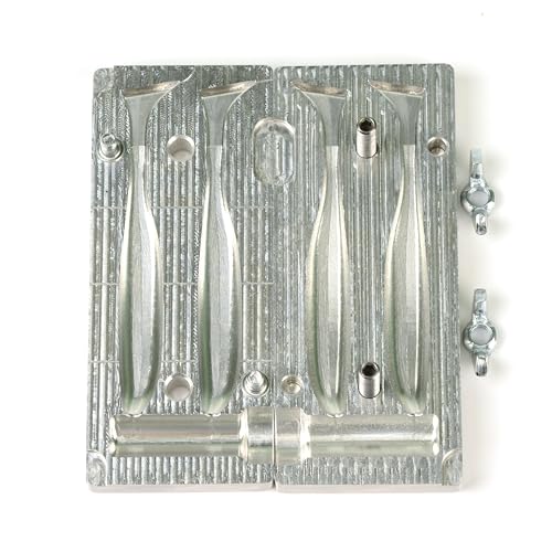 Soft Plastic Lure Making Injection Mold - 4 Inch Aluminum Bait Mold with Dual Cavities
