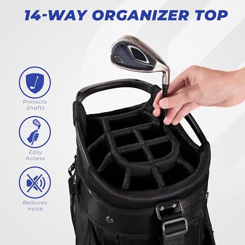 Lightweight 14-Way Golf Cart Bag with Full-Length Dividers - Black