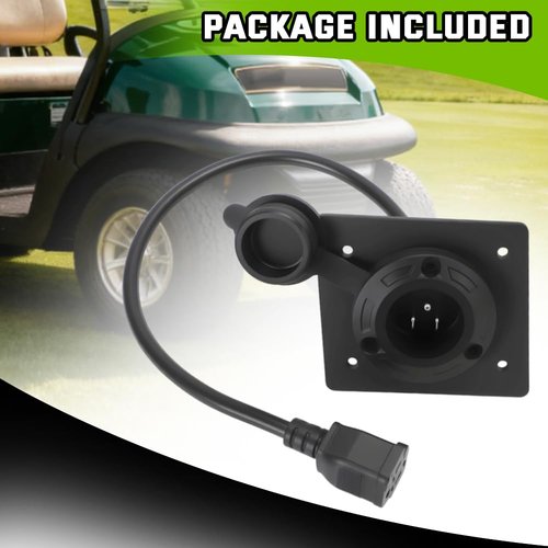 AUTOVIC Charger Port Cover Plate Adapter with 120V Plug for Lithium Battery Compatible with EZGO TXT36 Golf Cart