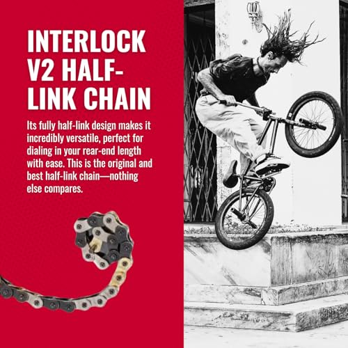 Shadow Interlock V2 BMX Half-Link Chain 1/8 Inch Gold/Black/Silver - Durable, Strong