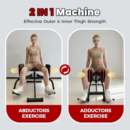 Yagud 2-in-1 Hip Abductor & Adductor Machine, Adjustable Glute Workout Equipment