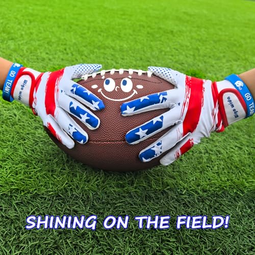 Kids Football Gloves Youth Sticky Grip Receiver Gloves White X-Small Small - Boys Girls Gift