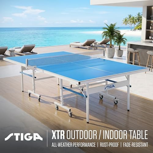 STIGA XTR All-Weather Outdoor Ping Pong Table - Waterproof Aluminum Top, Net & Post Included