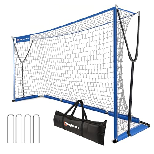 Blue 12x6 FT Soccer Goal for Backyard with Stable Outward Angled Frame
