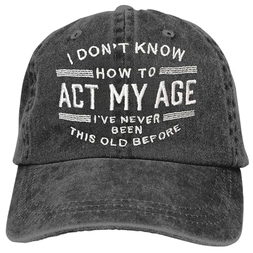 Act My Age Retirement Baseball Cap - Funny Dad Hat with Cross for Men