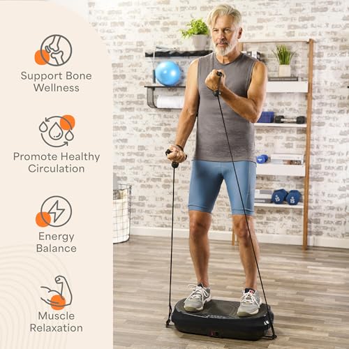 Lifepro Waver Mini Vibration Plate Exercise Machine with Resistance Bands - Black