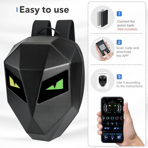 DABASHAN Motorcycle Backpack with LED Screen, Waterproof Hard Shell, Large Capacity, Adjustable Straps — Ideal for Riding & Travel