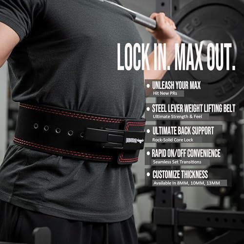 IBRO 10mm AllBlack Powerlifting Belt Medium - Heavy Duty Leather Support for Squats & Deadlifts