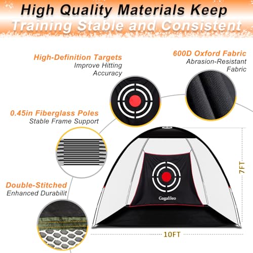 Gagalileo 10x7FT Backyard Golf Practice Net with Velvet Target & Complete Training Set – White, Model Variation