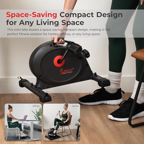 Sunny Health & Fitness Smart Mini Cycle Dark Grey - Under Desk Pedal Exerciser for Arm & Leg Workout