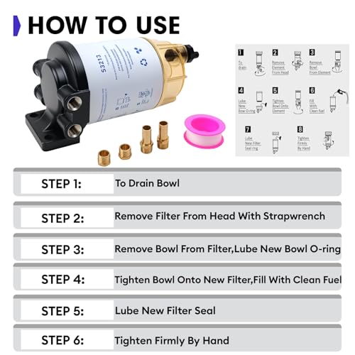 Marine Fuel Water Separator Kit for Outboard Motors - Universal Fit