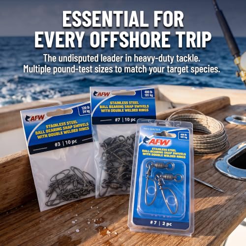 10 Pack Stainless Steel Ball Bearing Snap Swivels for Fishing - #9 450 lb Test