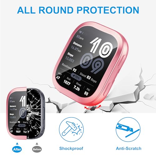 8 Pack Compatible for Amazfit Bip 6 Case with Tempered Glass Screen Protector - 8 Colors