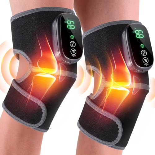 Cordless Heated Knee Massager 3-in-1 Wrap - Black & Gray, 2 Pieces