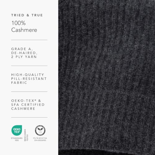 Men's Charcoal Cashmere Ribbed Cuffed Hat - Ultra Plush One Size