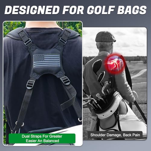 Golf Bag Straps Double Shoulder Replacement Sailcloth USA Flag