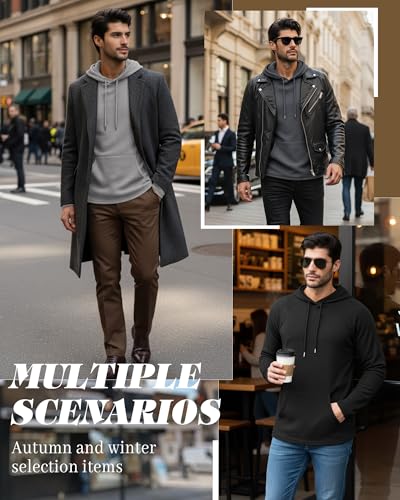 Men's Big and Tall Hoodies Pack Waffle Sweatshirts Casual Warm Pullover