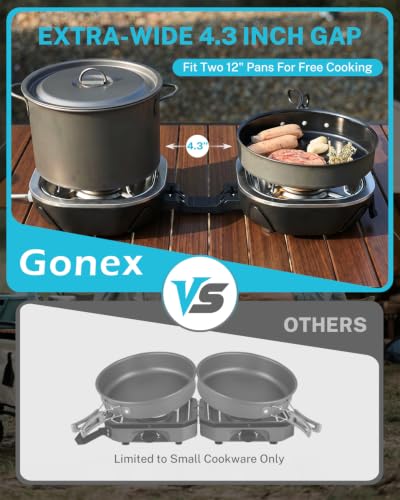 Gonex Black Propane Camping Stove 2-Burner Portable 20,000 BTU for Outdoor Cooking