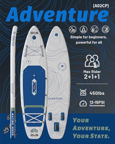 iTAOSTAR Gray Blue 12'×35/39" Inflatable Stand Up Paddle Board with Seat, Wide Stable SUP for Lakes Oceans & Family Fun