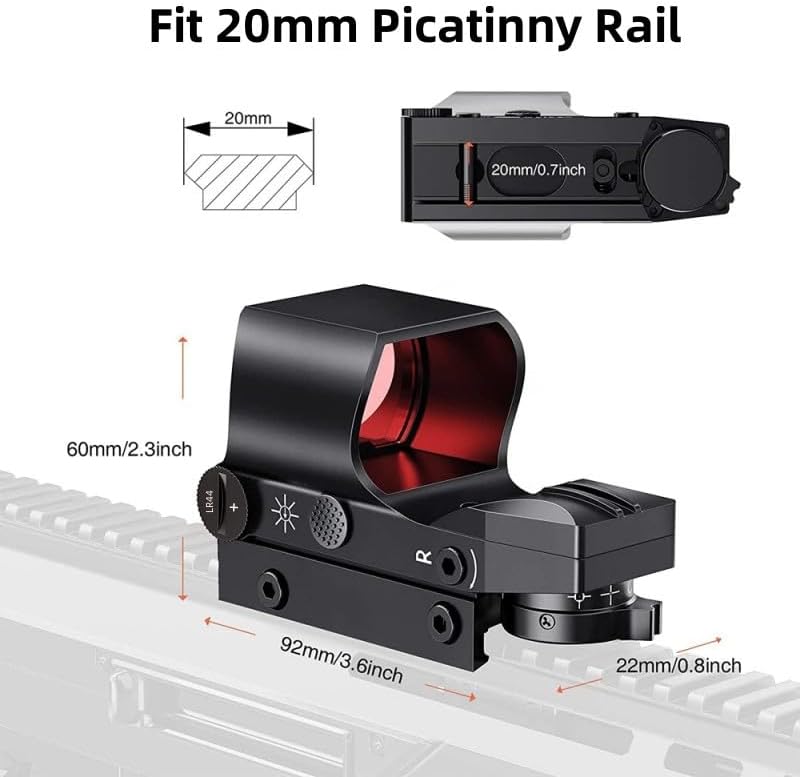 Red Dot Sight - Skiennix Reflex Sight with 4 Adjustable Reticles for 20mm Picatinny Rail