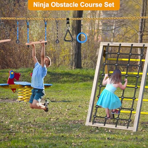 Kids Outdoor Climbing Cargo Net 30x139 Inches No-Knot Nylon Playground Net - Black
