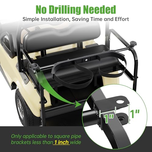 No-Drilling Golf Cart Bag Holder for Yamaha, EZGO, Club Car 2+2 Seater