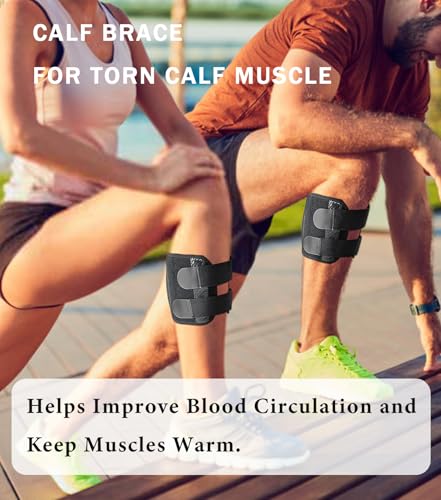 Calf Brace with Shin Splint Support Black - Compression Wrap for Pain Relief