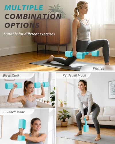 Ragebby 20lb Adjustable Dumbbell Set - Mint Blue, Fast Locking Weights for Home Workout
