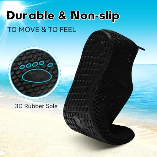 Water Shoes for Women Men Beach Swim Aqua Socks Summer Quick-Dry Sandals Black 8.5-9.5 Women / 7-7.5 Men