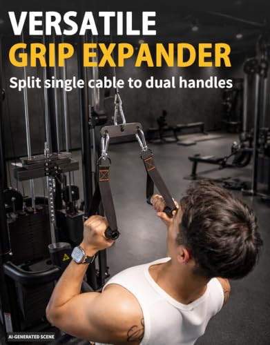Heavy-Duty Steel 2:1 Cable Adapter LAT Pull Down Bar 6in + Carabiner