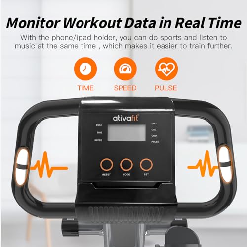 ATIVAFIT 5-in-1 Foldable Exercise Bike Grey with Magnetic Resistance & Adjustable Seat