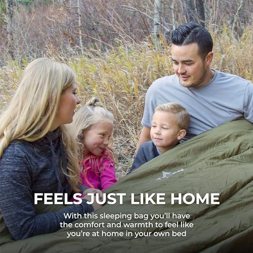 Green Mammoth Queen Size Double Sleeping Bag - Warm Camping Comfort 0°F