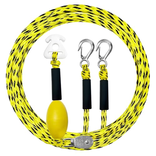 Heavy Duty Boat Tow Harness Yellow Black 17' - Floating Ski Wakeboard Tow Rope
