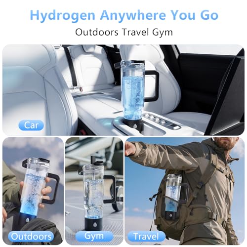 Black Hydrogen Water Bottle 26oz with Detachable Base and Dual Usage