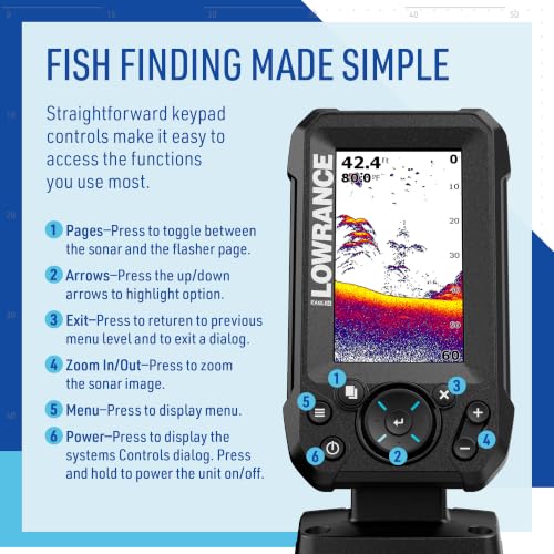 Eagle 4-Inch Fish Finder - Sonar with C-MAP Options, Bright Screen, Easy Installation