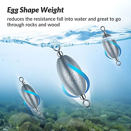 30pcs Inline Fishing Sinkers Set - Mixed Weight Trolling Weights with Swivels