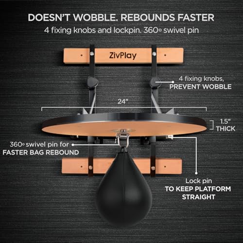 24 Inch Speed Bag Platform with Swivel and Adjustable Height for Boxing Training